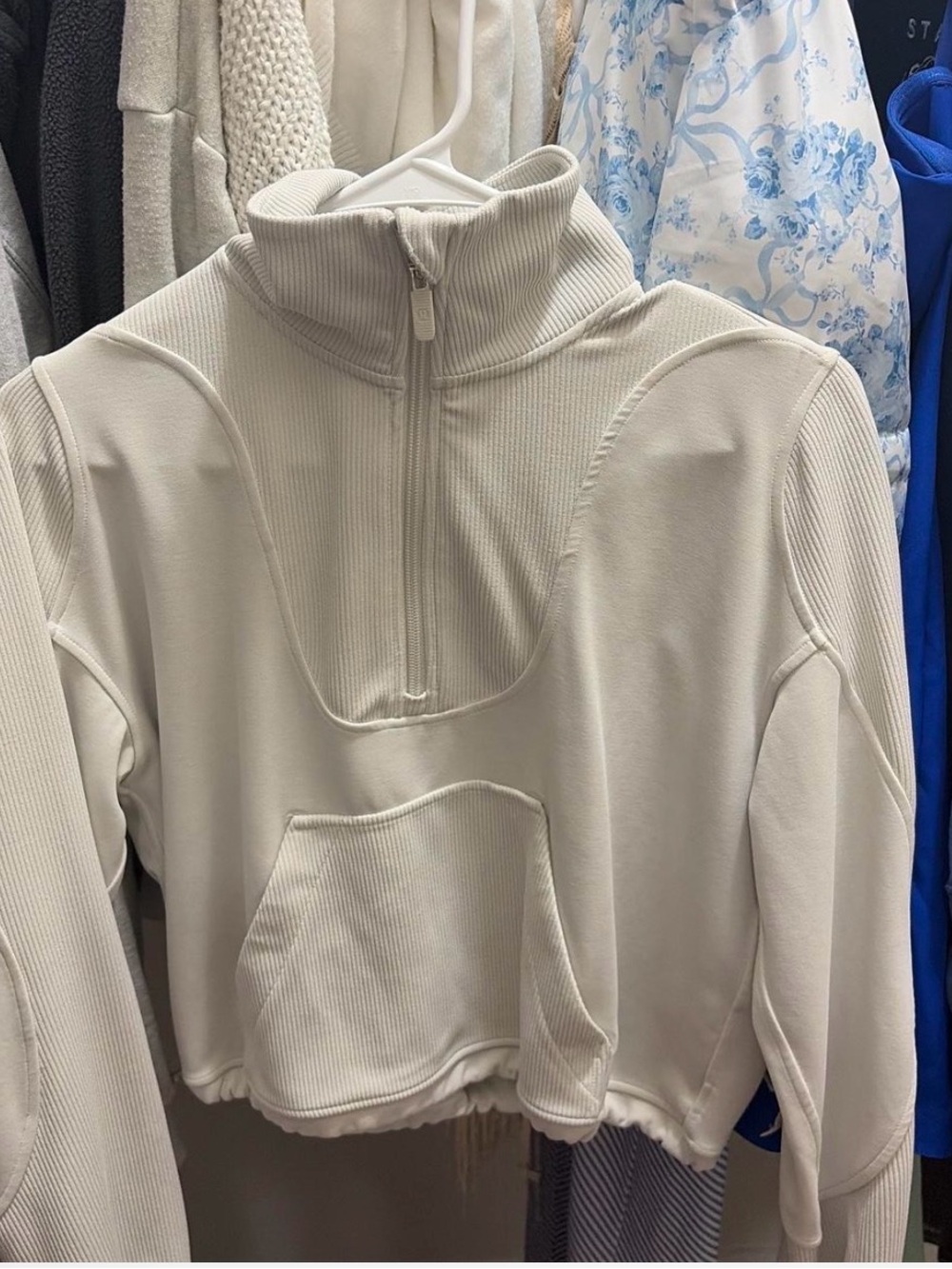 lululemon ribbed brushed half zip hoodie